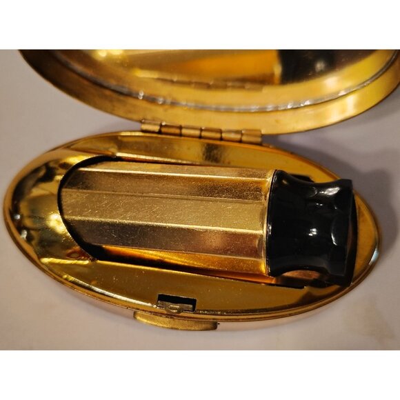 Vintage Max Factor Lipstick Mirrored Compact, Golden Apple, Gold Tone READ - Picture 1 of 7